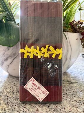 Bamboo Place Mat Set - Black and Burgundy with  New